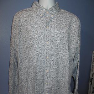 Men Rye by Hawker Rye White Blue Geometric Long Sleeve Pocket Shirt XXL NWT